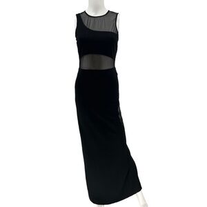 NBD Sheer Panel Mesh Cut Out Long Black Dress Size M Holiday Party